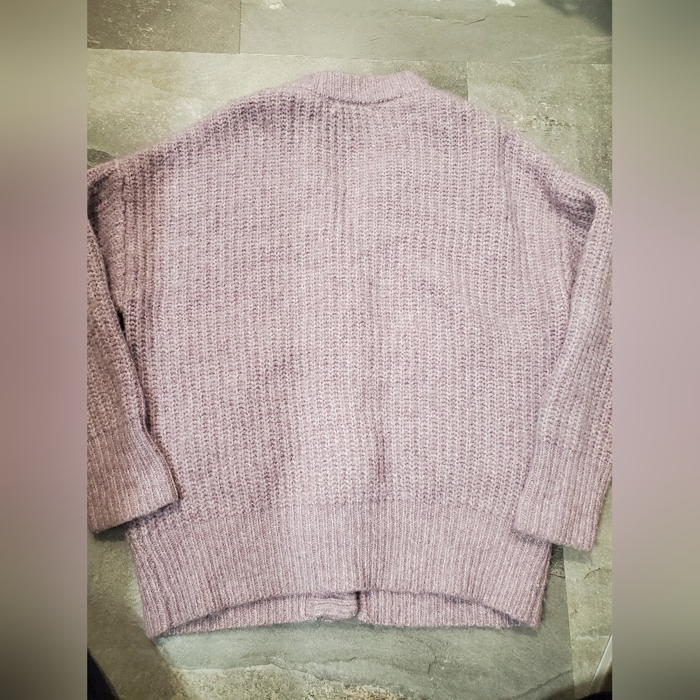 Zara Chunky Heathered Lavender Knit Sweater Cardigan. Oversized S. Alpaga. Wool. - Picture 2 of 6
